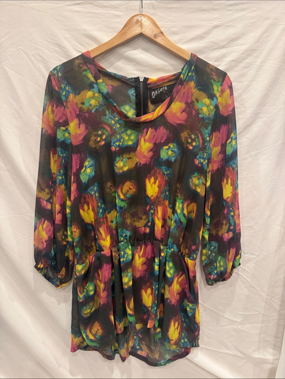 Oxford & Regent Multicolor Floral Sheer Tunic Top
